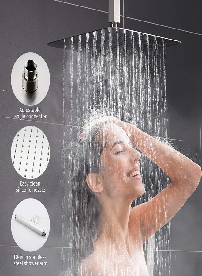 Clinton Heavy Stainless Steel 6x6 Inch Ultra Slim Overhead Shower With (12" Inch) Square Shower Arm (pack of-2) - Image 2